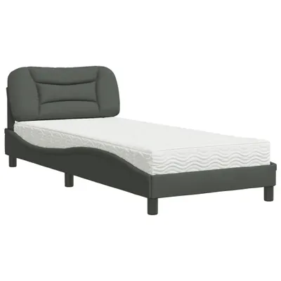 Produktbild von Bett mit Matratze "Hvar" Dunkelgrau 90x190 cm Stoff