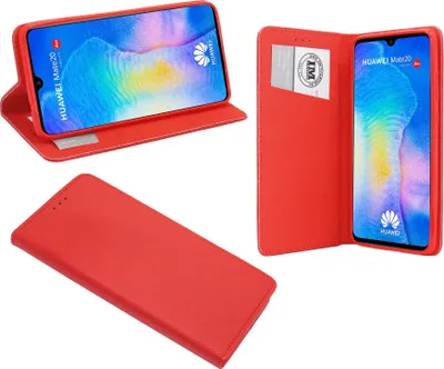 Produktbild von Elegante Buch-Tasche Hülle für das HUAWEI MATE 20 in Rot Leder Optik Wallet Book-Style Cover Schale cofi1453®