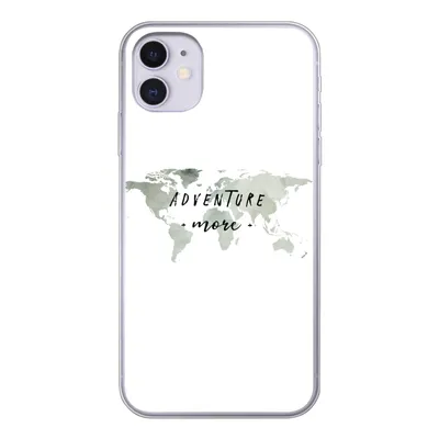 Produktbild von MuchoWow® Handyhülle Schutzhülle Hülle für iPhone 11 Weltkarte - Grau - Zitate Silikon Softcase Handy Hülle - Handytasche