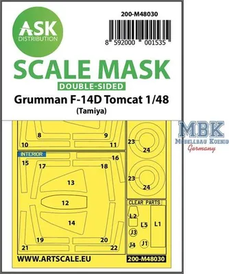 Immagine prodotto di Maschera di verniciatura bifacciale Artscale ASK200-M48030 F-14D per Tamiya