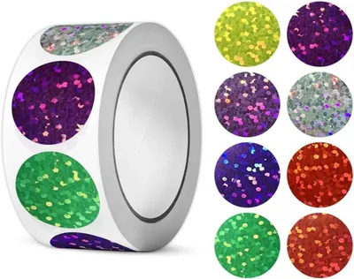 Imagen del producto de Pegatinas brillantes, autoadhesivas, 500 unidades, de 2,5 cm, para embalaje de regalos