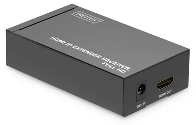 Zdjęcie produktu dla Digitus Odbiornik przedłużacza HDMI IP, Full HD, 1920 x 1080 px, Amplituner, 120 m, Przewodowa, Czarny, HDCP