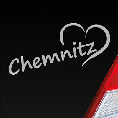 Produktbild von Auto Aufkleber Chemnitz Herz Stadt City Heart Love Liebe 19,5x8 cm Silber Sticker Heckscheibenaufkleber