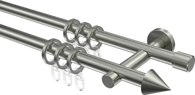 Produktbild von Interdeco Gardinenstange / Vorhangstange Edelstahl, Typ Enorma Scarano (Kegel), 16 mm Ø 2-läufig, 600 cm