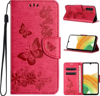 Produktbild von Mobigear Butterfly  Samsung Galaxy A35 Hülle Klapphülle Geldbörse - Rot