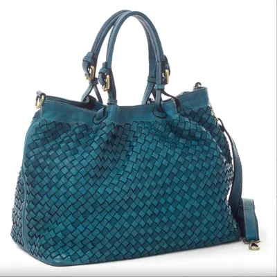 Produktbild von BZNA Handtasche Ronja petrol Designer Umhängetasche Shopper