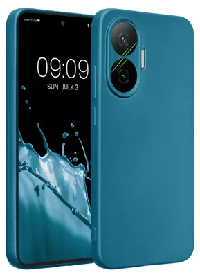 Produktbild von kwmobile Handyhülle für Xiaomi Poco F7 Hülle - weiche Silikon Case metallisch schimmernd - Schutzhülle Cover - Metallic Karibikblau