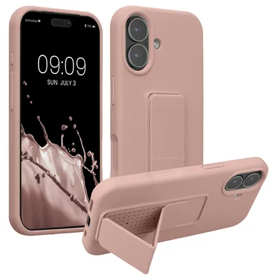 Produktbild von kwmobile Handyhülle für Apple iPhone 17 Hülle - TPU Silikon Case mit Fingerhalter und Stand - Schutzhülle Cover in Altrosa