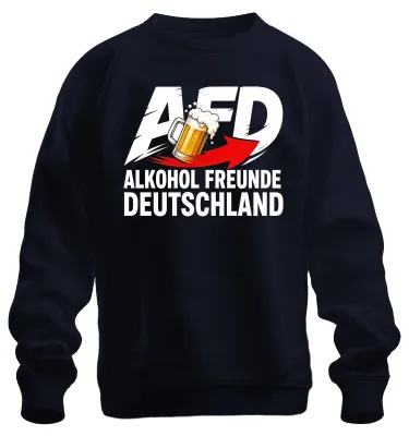 Obrázok produktu pre AFD, Alkohol, Priatelia, Nemecko, Pivo, Výrok, Sarkazmus, Mikina, Pulóver, Tmavomodrá, Veľkosť M