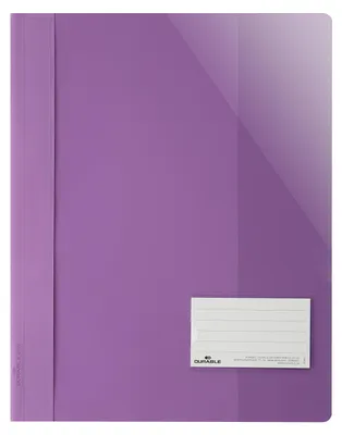 Zdjęcie produktu dla DURABLE Skoroszyt z przezroczyst? ok?adk? A4+ z okienkiem 90x57 mm, Jasnofioletowy, 269012, 25 szt.