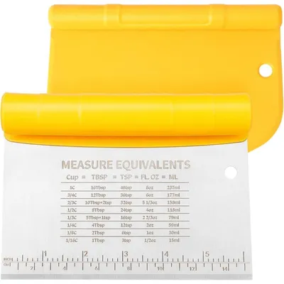 Immagine prodotto di Set di due spatole per impasto, in plastica e acciaio inossidabile, colore giallo, lunghezza 15 cm (6 pollici)