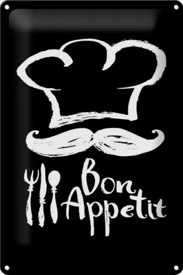 Produktbild von Blechschild Essen 20x30cm Bon Appetit Restaurant s/w