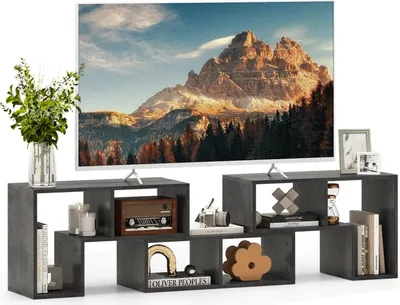 Obrázok produktu pre Modulárny drevený TV stolík, 3-dielny, vhodný pre televízory do 65"