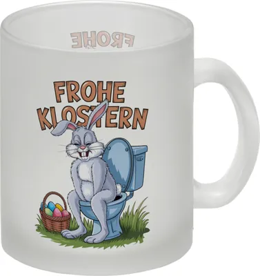 Produktbild von Frohe KLOstern Osterhase Glas Tasse für Humorliebhaber