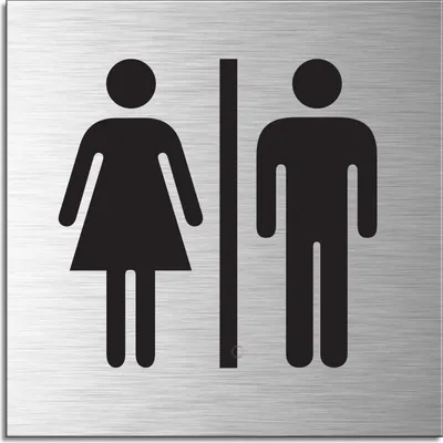 Produktbild von Schild - Damen Herren Toilette | Türschild 120 x 120 mm Aluminium selbstklebend