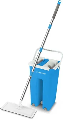 A mop and bucket set on a white background.