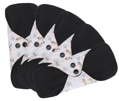 Produktbild von 5 Stück wiederverwendbare Menstruationseinlagen, starke Wasseraufnahme, weiche Baumwolle, waschbar, feminin, Sanitär, M