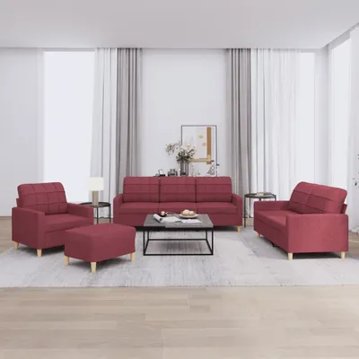 Produktbild von Maison Exclusive - 4-tlg. Sofagarnitur mit Kissen Weinrot Stoff