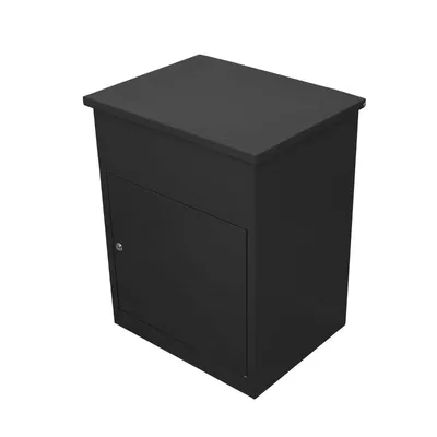 Immagine prodotto di Cassetta portaconsegne nera, dimensioni 320x205x120 mm, chiudibile a chiave, con sistema di ricezione consegne per corrieri (POD)