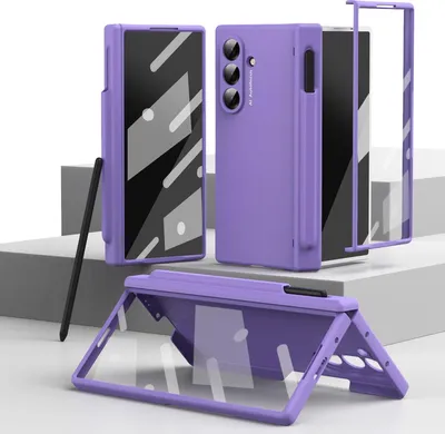 Immagine prodotto di Custodia per Samsung Galaxy Z Fold 7, custodia rigida con cerniera e protezione per la penna, protezione per lo schermo Viola
