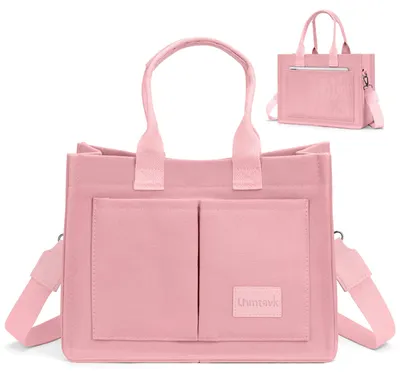 Immagine prodotto di Borsa per la spesa in tela di cotone, rosa, riutilizzabile, ideale per fare la spesa