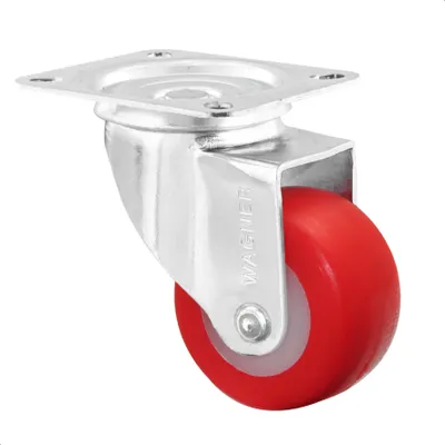 Produktbild von WAGNER Soft-Lenkrolle - Ø 30 mm, Stahl verzinkt, rot / weiß, Anschraubplatte, Tragkraft 30 kg - 01213001