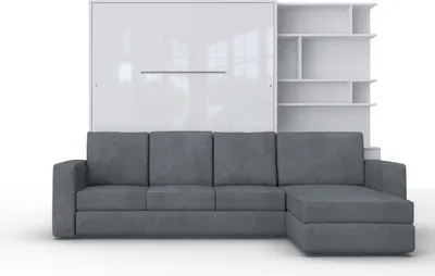 Zdjęcie produktu dla Półkotapczan pionowy "Invento 160V" (160x200) biały/biały połysk z narożnikiem antracyt Milo 23