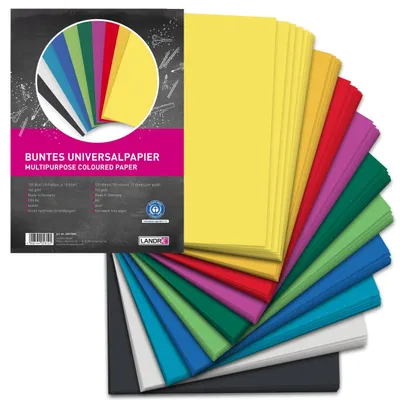 Obrázok produktu pre 100 listov formátu A4, farebný kriedový papier, 160 g/m², 10 farieb