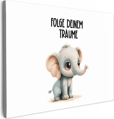Produktbild von MuchoWow® - Leinwandbilder - Elefant - Folge deinen Träumen - Zitat - Tier, Wandbild, Wanddeko Bilder Wohnzimmer, 70x50 cm
