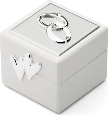 Produktbild von Elegante silberne Trauringbox, 66 x 60 mm, H. 55 mm. | Größe: 66x60x55 mm | Artikelnummer: ZV7571261