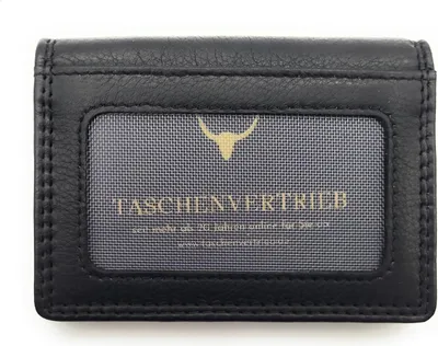 Produktbild von RFID Kreditkartenetui Nappaleder mit Ausweisfenster & Klarsichthüllen schwarz