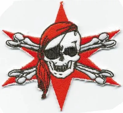 Produktbild von AUFNÄHER - Totenkopf Pirat Stern - 03163 - Gr. ca. 9 x 8 cm - Patches Stick Applikation