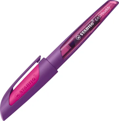 Obrázek produktu pro Školní plnicí pero se standardním hrotem M - STABILO EASYbuddy v barvě fialová/purpurová - barva psaní modrá (smazatelná) - jedno pero - náplň součástí balení