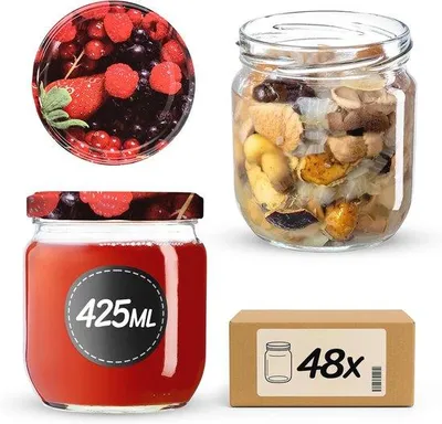 Productafbeelding van Inmaakpotten 425 ml met schroefdeksel en luchtdichte afsluiting - Set van 6