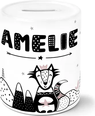 Produktbild von Kinder Spardose mit Namen Fuchs Tiere Skandi Style Sparschwein Keramik SpecialMe® Mädchen weiß unisize