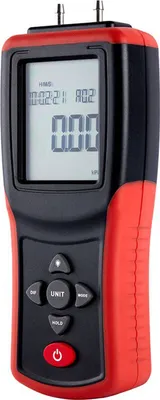 Obrázek produktu pro Digitální manometr 2,4palcový LCD displej s vysokou přesností Ruční dvouportový manometr 2Psi Diferenční tlakoměr s 12 jednotkami