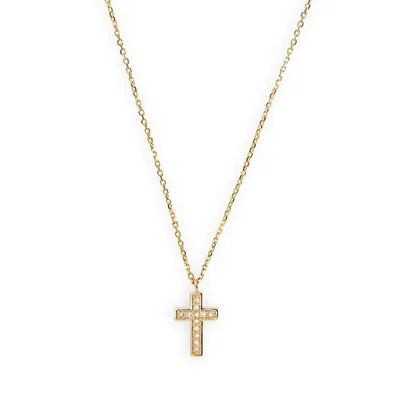Produktbild von Xenox Damen 9K Gelbgold Halskette mit Kreuz-Anhänger mit Diamanten in goldfarben - XENOX Fashion - XG4413G