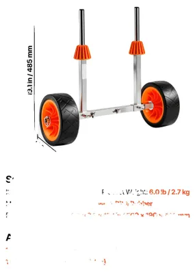 Obrázok produktu pre Vozík na kajaky, nosnosť 113 kg, hladké celogumové kolesá, 250 lbs
