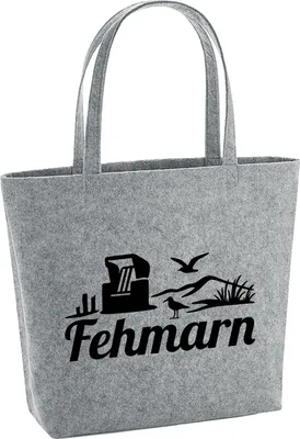 Produktbild von Huuraa Filzshopper Fehmarn Strandmotiv 22 Liter Grey Melange Filztasche Geschenkidee