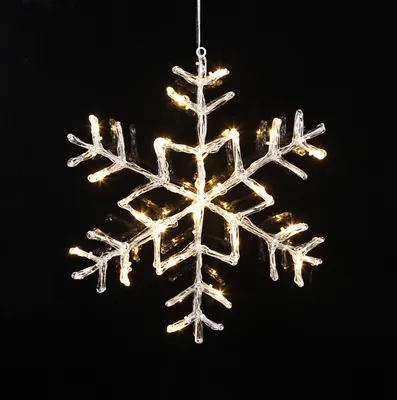 Produktbild von LED Schneeflocke - hängend - 24 warmweiße LED - D: 40cm - inkl. Trafo - für Außen - transparent