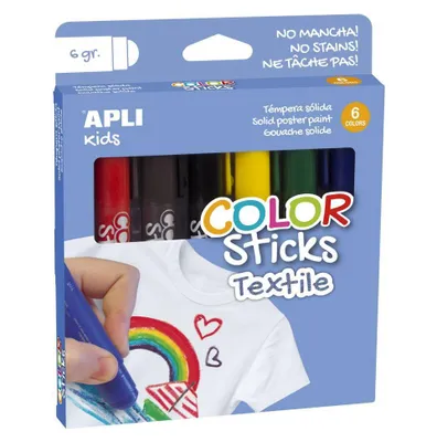 Image de Peinture textile Apli, 6 couleurs