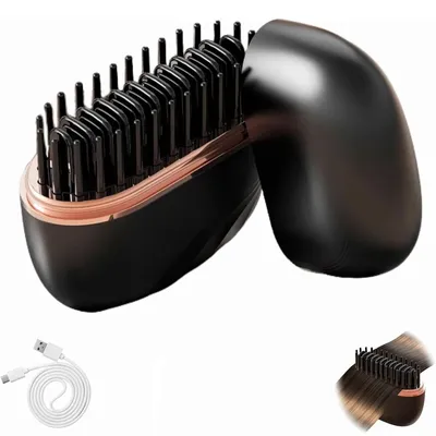 Produktbild von Wiederaufladbare Mini-Glättbürste, Haarglätter für Haare & Bart, 3-stufige Temperaturregelung, schnelle 10 Sekunden Aufheizzeit, tragbar für unterwegs