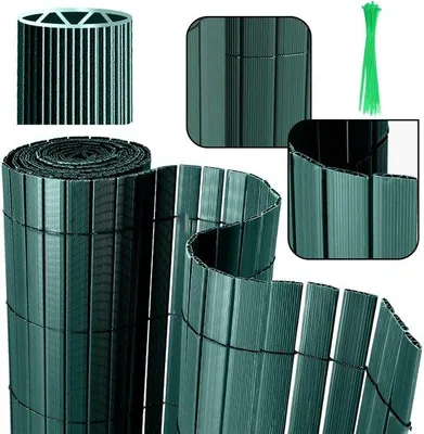 Produktbild von 3m PVC-Gartenzaun – W-Form Gartenabsperrung & Balkonrollo – Wetter- und UV-beständig – für Garten & Terrasse – Grün
