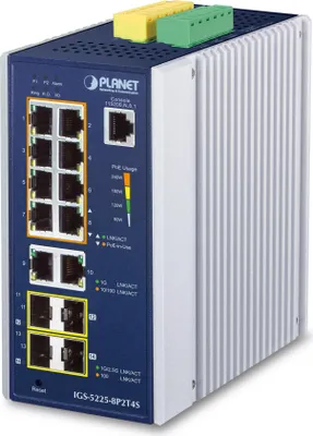 Image de PLANET IP30 Industrial L2+/L4 8 ports Managed L2+ Gigabit Ethernet (10/100/1000) Aluminium
