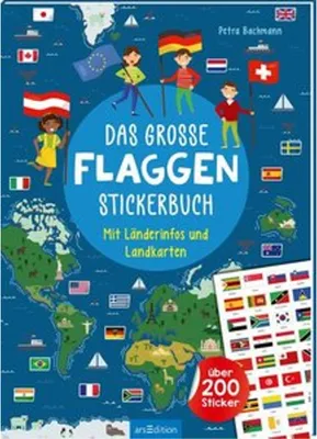 Produktbild von Das große Flaggen-Stickerbuch, über 200 Sticker mit Länderinfos, für Kinder ab 8 Jahren