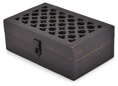 Image de Coffret décoratif en bois - Couvercle articulé - Boîte de rangement - Bijoux/Souvenirs - 20,32 cm x 12,7 cm x 7,62 cm - Matériaux de haute qualité