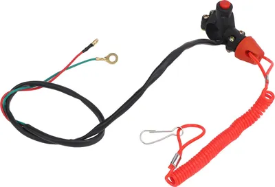 Imagen del producto de Interruptor de parada de emergencia de 22 mm (7/8 pulgadas) con correa de seguridad, para motocicletas, vehículos todo terreno y vehículos todoterreno, que incluye una correa