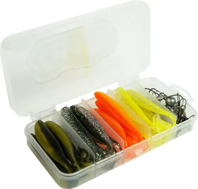 Productafbeelding van "Fish-Xpro Softbait-set, 36-delig – Kunstvissen – Rubbervissen – Jigkoppen – Inclusief opbergbox – Geschikt voor roofvissen, zoals zander."