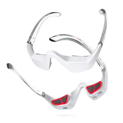 Produktbild von Mikrostrom Augenmassagegerät mit Rotlichtbrille – Elektrisches Augenpflegegerät, reduziert Augenringe & Müdigkeit, 4 Massagemodi, wiederaufladbar per USB