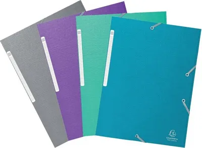 Produktbild von Sammelmappe Teksto, DIN A4, Karton, sortiert (grau, grün, türkis, lila), 1 Packung = 4 Stück